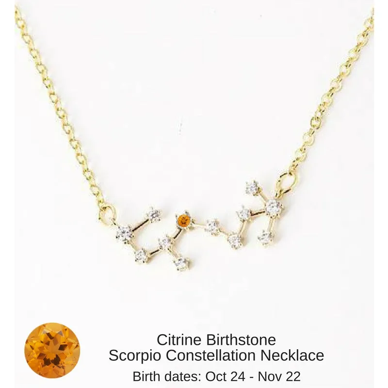 Capricorn Birthstone Constellation Zodiac Necklace (with Garnett Birthstone) - "Star Candy"